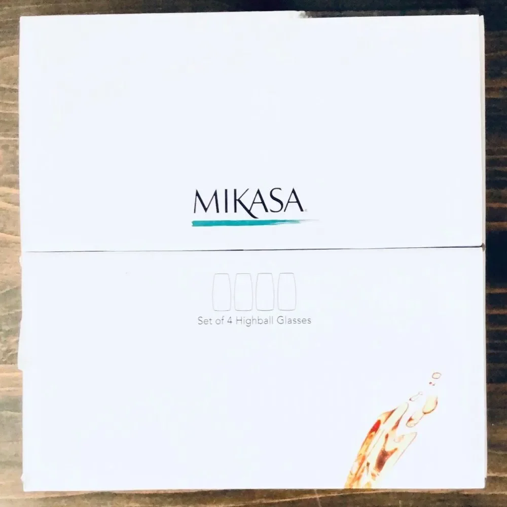 NWT Mikasa Gorgeous Set Of 4 CORA Highball Lead Free 21 Oz Glasses